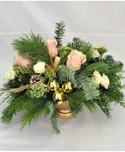 Blush and Gold Christmas Centerpiece Arrangement