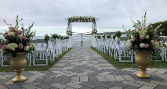 Blush and Ivory Ceremony Rental Pergola with add ons