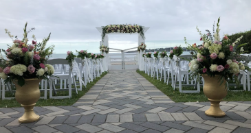 Blush and Ivory Ceremony Rental Pergola with add ons in Westport, MA | AMBER ROSE FLORAL DESIGN Blush and Ivory Ceremony Rental Pergola with add ons in Westport, MA | AMBER ROSE FLORAL DESIGN
