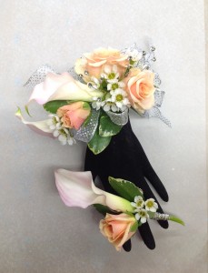 Blush Calla Lily and Rose Wrist Corsage