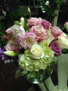 Blush colored floral bubble bowl