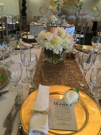 Blush colored floral centerpieces