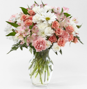 BLUSH CRUSH BOUQUET WHITE AND PINK FLOWERS