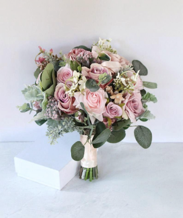 Blush mauve pink artificial bridal bouquet   