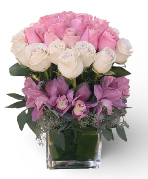 Blush Orchid Rose Cube Everyday Flowers