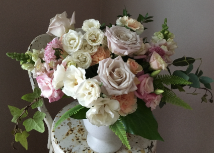 Blushing Bloom Compote Arrangement