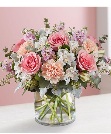 Blushing Blooms Glass Cylinder in Oakdale, NY | POSH FLORAL DESIGNS INC.