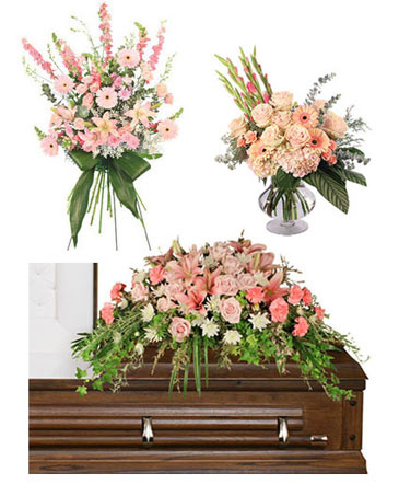 Blushing Farewell Sympathy Collection in Angleton, TX | A FAMILY FLOWER SHOP & KEEPSAKES