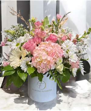 Blushing Grace Velvet Box Arrangement