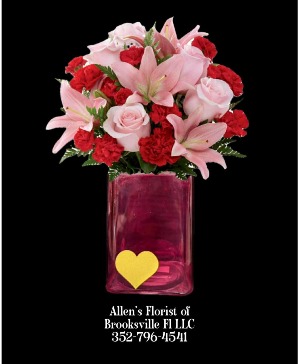 Blushing Heart Bouquet  Fresh Cut Flowers in a Keepsake Container