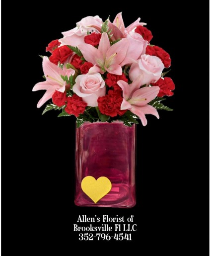 Blushing Heart Bouquet  Fresh Cut Flowers in a Keepsake Container