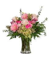 Blushing Hydrangea Front facing vase