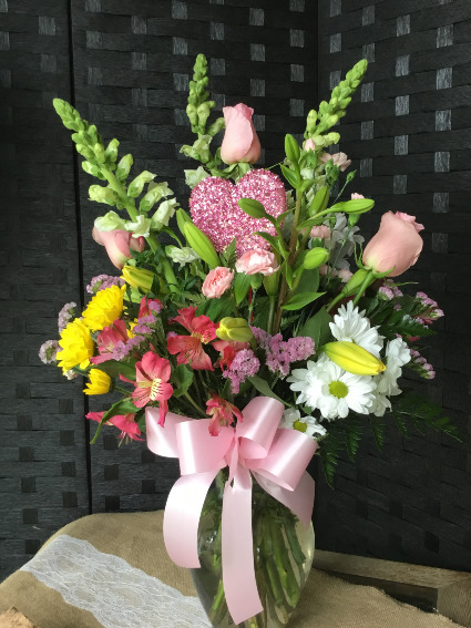 Blushing in Pink Vase Arrangement