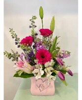 Blushing Love  ceramic pink heart in New Kent, Virginia | Flower Forté