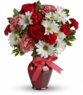 Red and White Delight fresh arrangement