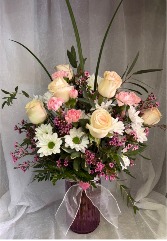 Blushing Rose Vase Arrangement 