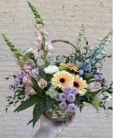Blushing Skies Basket Arrangement