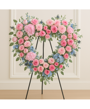 Blushing Sky Heart Wreath Funeral