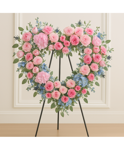 Blushing Sky Heart Wreath Funeral