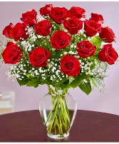  One Dz Long Stem Red Roses  in Vase 