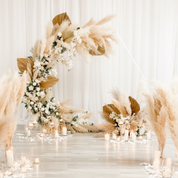 Bohemian Pampas Arch Backdrop Ceremony Flowers in Paris, ON | Upsy Daisy Floral Studio