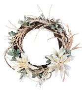 BOHO. ASSORTMENT GRAPEVINE WREATH - APPROX 30 IN.  SILK WREATH WITH BOW 