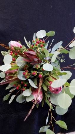 Boho Feathers & Protea Bride's Bouquet