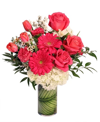 Red Hot Roses & Tulips Flower Arrangement in Gore Bay, ON - The