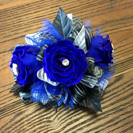 Bold In Blue  Forever Rose Wrist Corsage