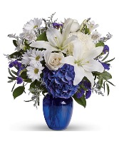 Bold in Blue mixed vase arrangement
