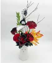 Boo-tifal Halloween Vase Available for preorder & pickup or delivery on 10/30. Limited quantity available.  in Fowlerville, Michigan | ALETA'S FLOWER SHOP