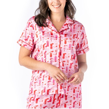 Boots & Bubbles Satin Lounge Top