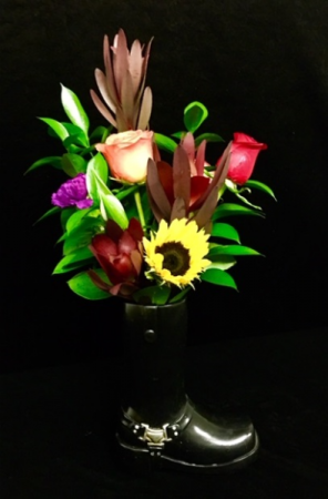 Born To Be Wild Motorcycle Boot Floral Design