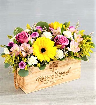 Botanical Bounty, in Lavender, Pink and Yellow In A Keepsake Rectangular Box