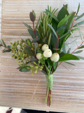 Botanical Greens with Berries Pin On Boutonniere