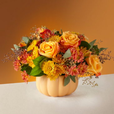 Bountiful and Bright Pumpkin Arrangement in Warman, SK | QUINN & KIM'S FLOWERS