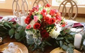 Bountiful Burgundy Wedding reception flowers