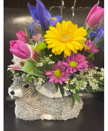 Bountiful Gray Bunny Fresh Flowers in Fowlerville, MI | ALETA'S FLOWER SHOP