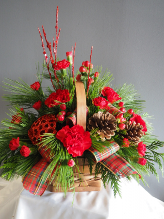 Bountiful Holiday Basket Flower Arrangement