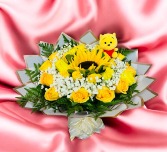 Bouquet of 24 Roses and Sunflower™ © 
