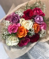 Bouquet of assorted roses cut flowers