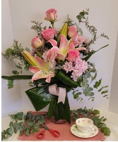Bow-tied Lilies Vase Arrangement
