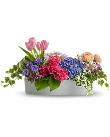 BOX OF BLOOMS Wooden Box Arrangement