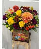 Box of Fall Wooden Box with Arrangement