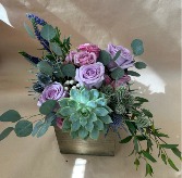 Box of Lavender Joy Wooden Box Arrangement