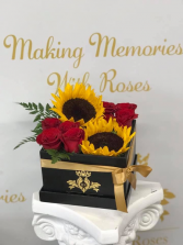 Box of Roses & Sunflowers 20x20 Box of Roses and Sunflowers