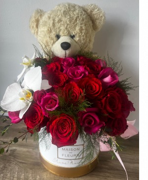 Box of roses with Bear  Box 