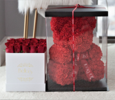 Box Roses & Teddy Rose Bear