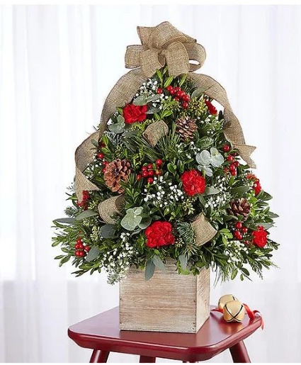 Boxwood Holiday Flower Tree Christmas Centerpiece