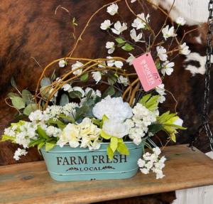 BRANCHES AND ASSORTED WHITE/CREAM SILK FLORAL ARRANGEMENT 